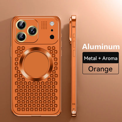 Aroma Metal Phone Case For iPhone 17 16 15 14 13 12 Pro Max Aluminum Alloy Heat Dissipation Anti-fall Lens Protect Magnetic Case