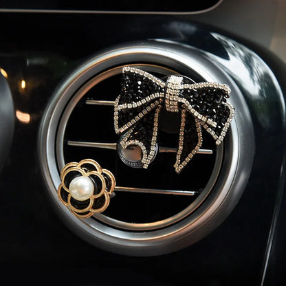 1 set Diamond Bow Flower Air Freshener Car Outlet Aromatherapy Clip Car Perfume Solid Diffuser Decoration Clips Auto Accessories