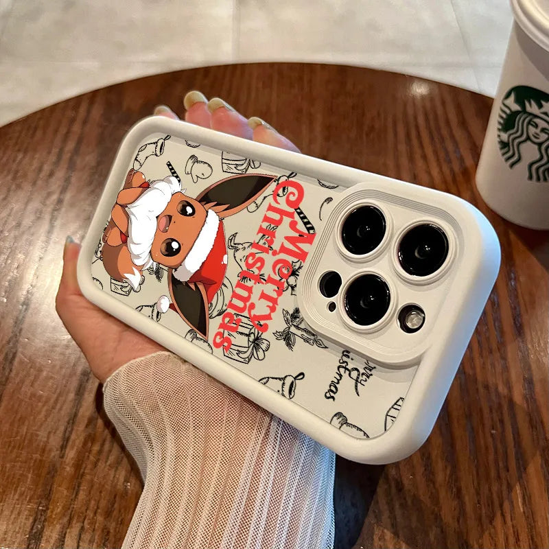 Christmas Eevee Charmander Squirtle Soft Silicone Case For iPhone 17 11 15 16 13 Pro Max 14 Plus 12 16 Pro 16E 17AIR Phone Cover
