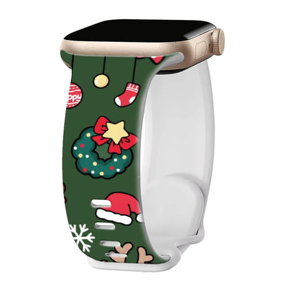 Silicone Christmas Band for Apple Watch Strap 46mm 41mm 42mm 44mm 45mm 49mm Sport Bracelet for iWatch 11 10 9 8 7 6 5 SE Ultra 3