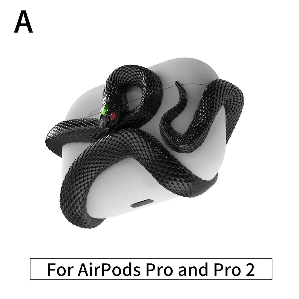 Snake Wireless Earphone Protective Shell Case 3D Winding Snake Resin Decoration Earphone Accessories for AirPods Pro/Pro 1/2/3/4