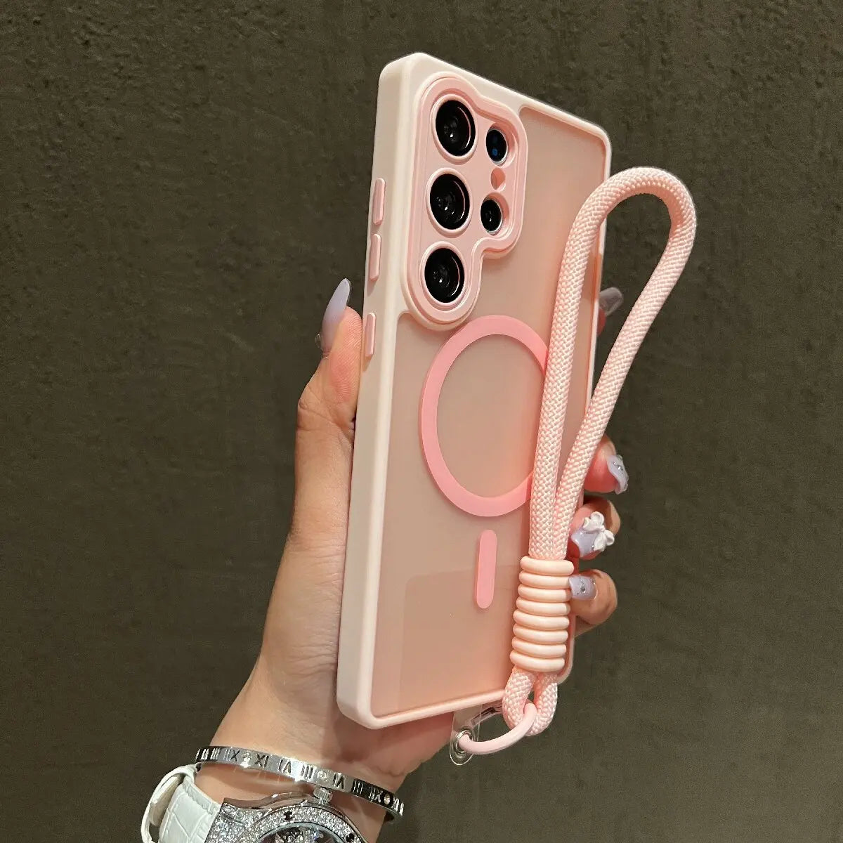 New Matte Translucent With Lanyard Shockproof Magnetic Cover for Samsung Galaxy S25 Edge S24 S23 Ultra Plus S24FE Magsafe Case