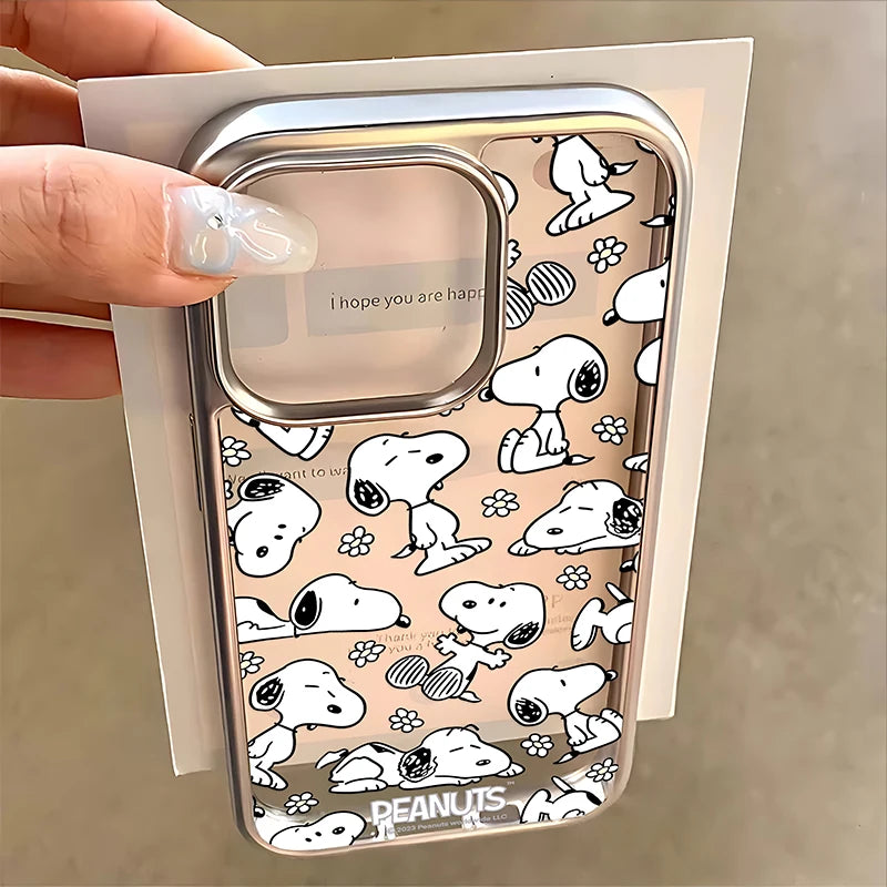 Cartoon Luxury Snoopies Hot Phone Case for IPhone 16 15 14 13 12 11 Pro Max X XR XSMAX 8 7 Plus Luxury Clear Back Cover