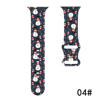 Colorful Christmas Series Strap for Apple Watch 11 10 9 8 7 SE Silicone Band Replacable Bracelet for iWatch 46mm 44mm 42mm 41mm