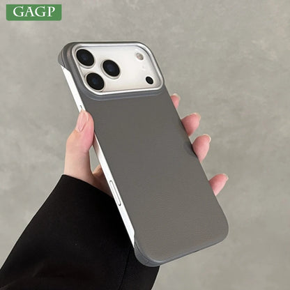 Ultra thin Frameless Case For Iphone 17 Pro Max Matte Leather Texture Cases for IPhone 17 Air 16 15 14 Pro Max 17pro Cover Shell
