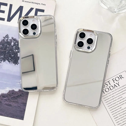 Luxury Plating Make Up Mirror Phone Case For iPhone 16 15 14 13 12 11 Pro Max XR X XS Hard Acrylic Shockproof Bumber Cover