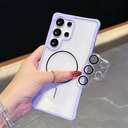 Shockproof Clear Magnetic Phone Case for Magsafe Lens Film For Samsung Galaxy S25 Edge S24 Ultra Plus S23 FE A56 A36 A35 A17 A16