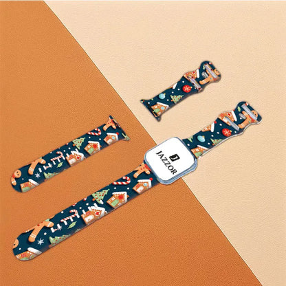 Christmas theme Strap for Apple Watch, Soft Silicone for Apple Watch 9 8 7 6 5 Ultra SE Band Size38 40 41 42 44 45 49mm