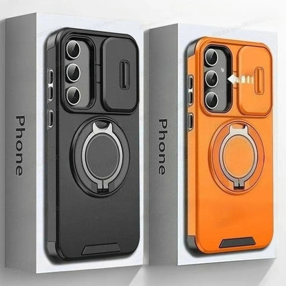 Case For Samsung Galaxy S25 S24 S23 S22 S21 Ultra Plus S25 Edge S25FE S24FE Slide Camera Protect Magnetic holder Armor Cover