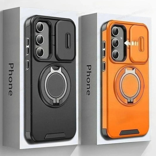 Case For Samsung Galaxy S25 S24 S23 S22 S21 Ultra Plus S25 Edge S25FE S24FE Slide Camera Protect Magnetic holder Armor Cover