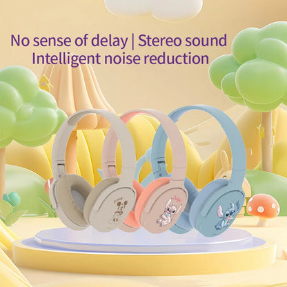 P2961 Headphones Disney Stitch Wireless Bluetooth Earbuds HiFi Stereo Over Ear Headset Gamer Music Sports Earphones TF/AUX