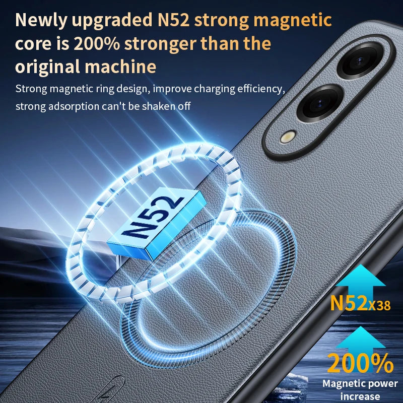 For Samsung S25 Edge Case Magnetic Leather Shield Cover For Samsung S25 Edge Anti-Fingerprint Non-Slip PC+TPU