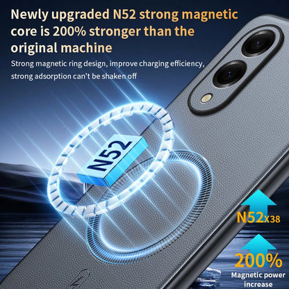 For Samsung S25 Edge Case Magnetic Leather Shield Cover For Samsung S25 Edge Anti-Fingerprint Non-Slip PC+TPU