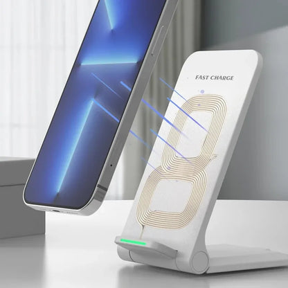 Wireless Fast Charger For iPhone 16 15 14 13 12 ProMax11 Stand Fast Charging Charger for Samsung Note 20/10 S24 Ultra Foldable