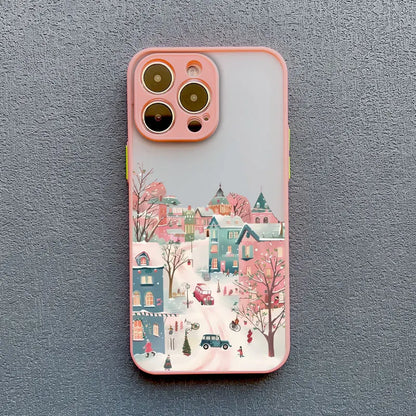 Ins Cartoon Christmas Style Phone Case For iPhone 17 16 Pro Max 15 14 13 12 11 Pro Max XR XS X 16 Plus Streetscape Phone Covers