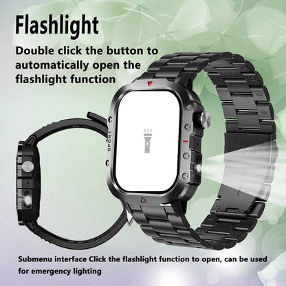 Military 2026 Sports Smartwatch Men 2.01 inch HD LED Flashlight Christmas Gift Screen Bluetooth Talking Multifunction Smartwatch