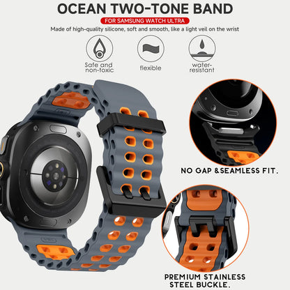 NEW Marine Silicone Strap For Samsung watch ultra 47mm Bracelet No Gaps Sport two-tone Band for Galaxy 7 ultra watchband straps