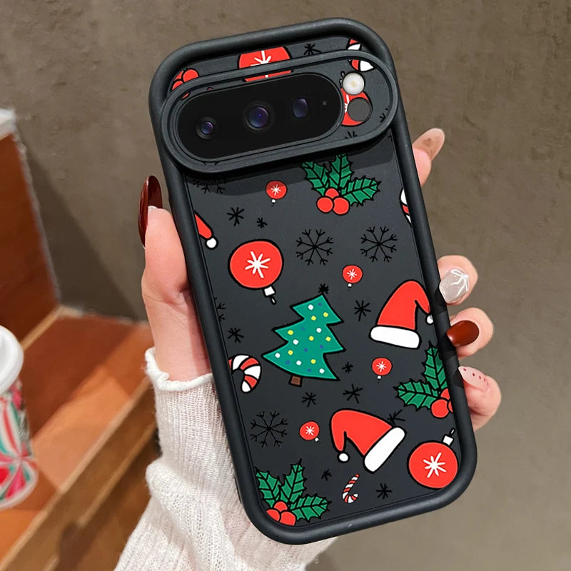 Cute Christmas Phone Case For Google Pixel 9 Pro XL 9 8 Pro 8A 7A Shockproof Soft Silicone Protector Cover For Pixel 9 8 7 Pro