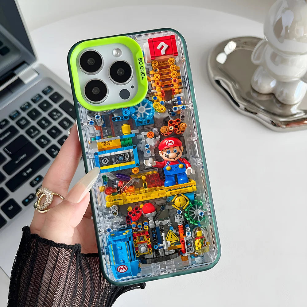 Super M-MarioS Bros Game Phone Case IMD Color Silver Shell For IPhone 16 15 14 13 12 11 Pro Max Plus