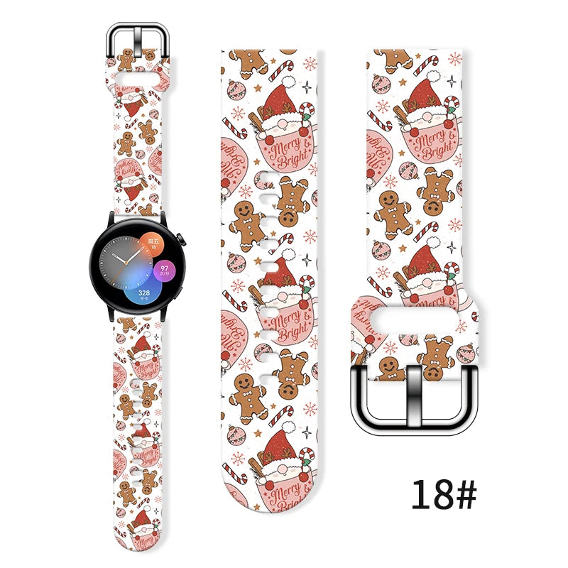 20mm Christmas 6 Strap for Samsung Galaxy Watch 7/6/5 40mm 44mm Band Replaceable Bracelet for Xiaomi Huawei Amazfit Watchband