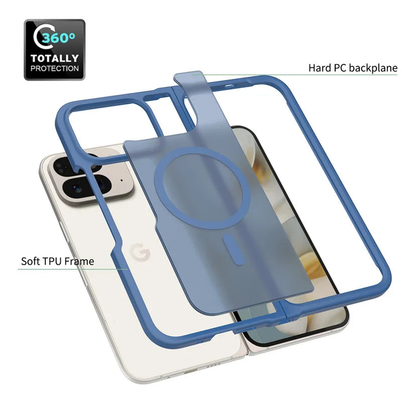 For Google Pixel 10 Pro Fold Magnetic Case ELVEV Anti-drop TPU Hard PC Matte Transparent Suction Phone Cover