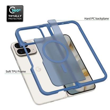 For Google Pixel 10 Pro Fold Magnetic Case ELVEV Anti-drop TPU Hard PC Matte Transparent Suction Phone Cover