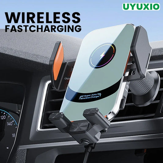 UYUXIO Auto Clamping Wireless Car Charger 66W Super Fast Charging  Air Vent Car Phone Holder for iPhone 16 15 14 Pro Max 13 12