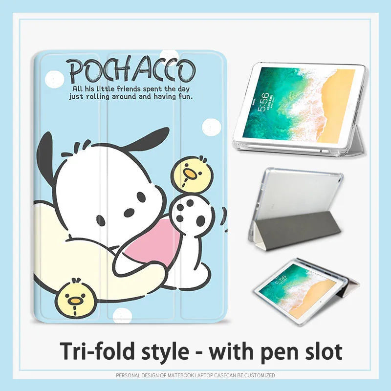 Sanrio Pochacco Silicone Case For iPad Pro 11 10.5 Air 5 4 10.9 10.2 8th 7th Generation for iPad Mini 5 4 7.9 Funda Smart Cover