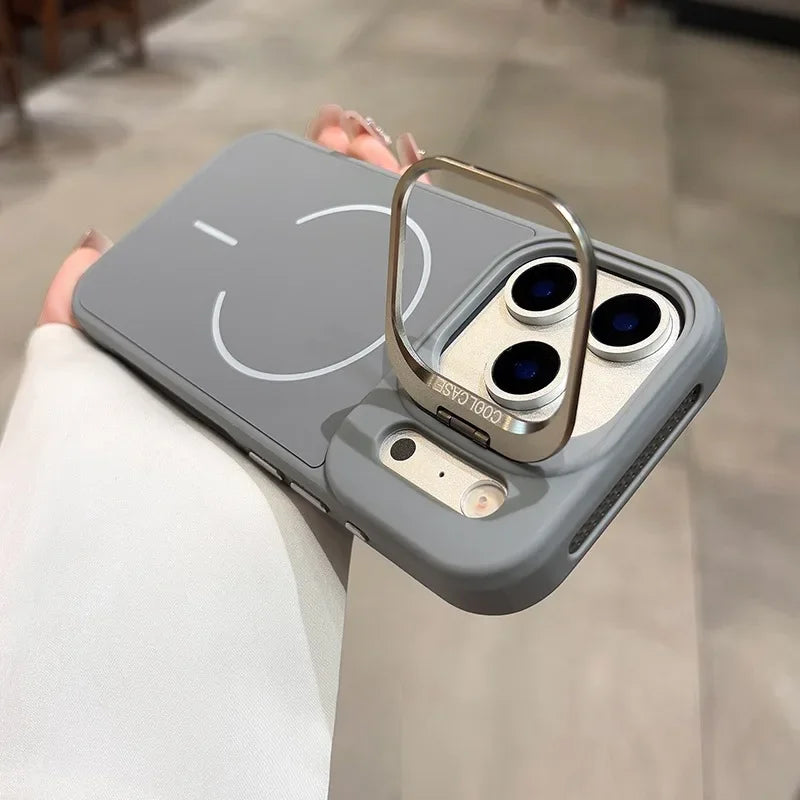 New Lens Stand Magnetic Case For iPhone 17 Pro Max Air Magsafe Cover for 16 15 14 13 12 11 ProMax Organic Silicon PC Armor Cover