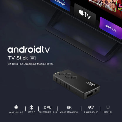 G96 Tv stick Q2 Android13 Smart TV Stick Netflix IATV 4K HDR10+ Dual 2.4G5GWifi Youtube Streaming Media player