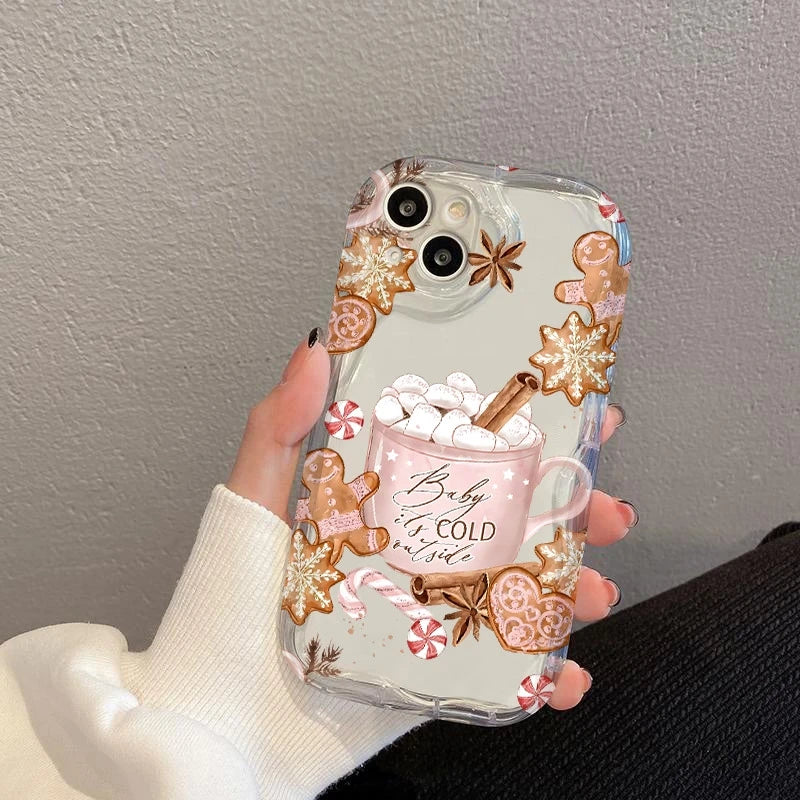 Christmas Warm Winter Coffee Gingerbread Phone Case For iPhone 17 Pro Cases iPhone 16 Pro Max XS XR 11 12 13 14 15 7 8 Plus 16E