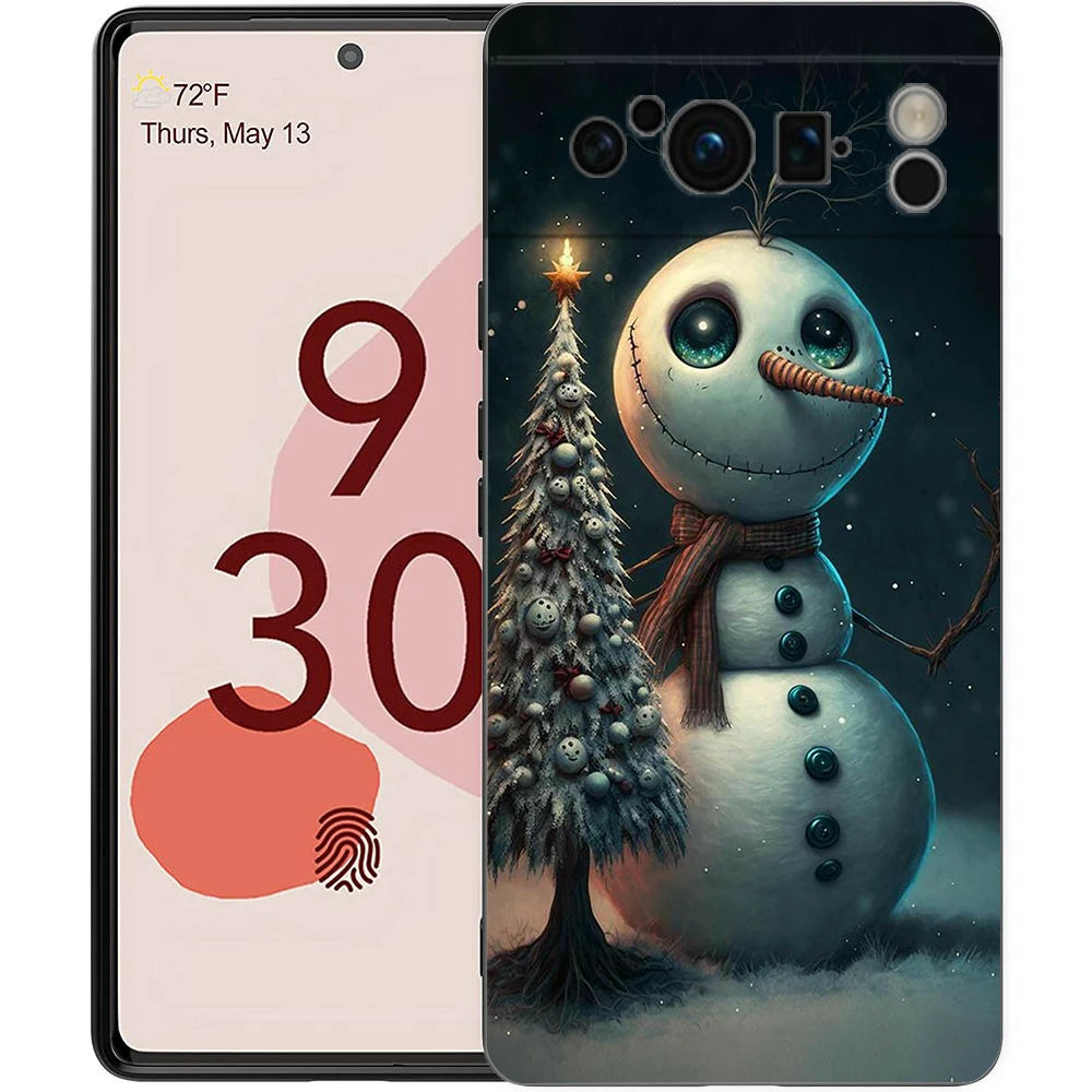 Snow Merry Christmas Phone Case Cover for Google Pixel 8 7 6 7A 6A Pro 5G Shockproof Silicone Soft 9 Pro XL 8 Pro 5G Shell Bags