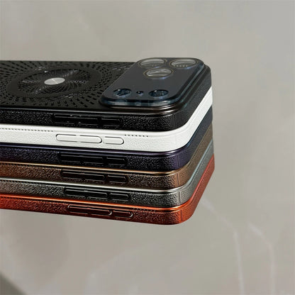 Large Window Litchi Texture For Magsafe Magnetic Case For iPhone 17 16 15 14 13 12 11 Pro Max Plus Air Rotating Bracket Cover