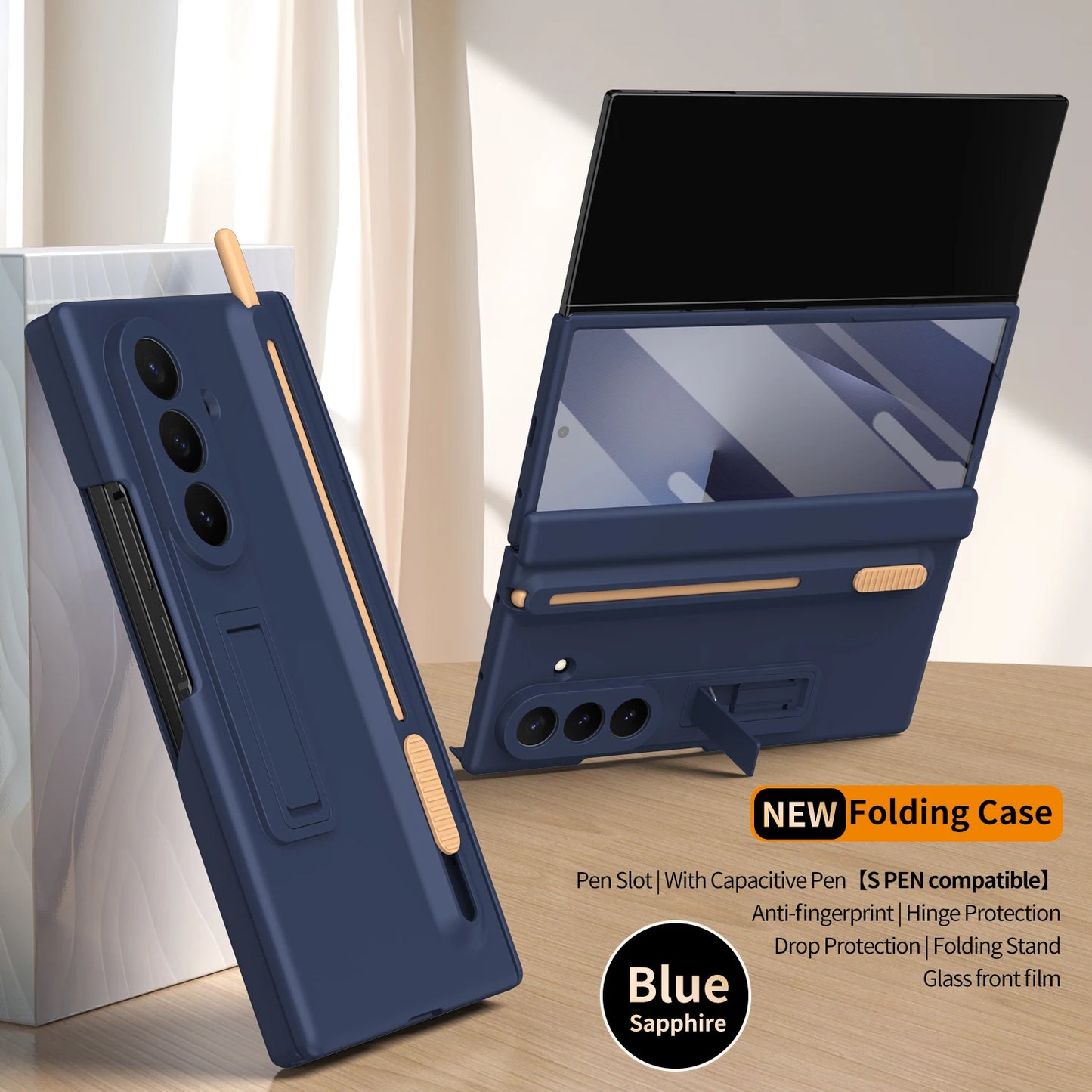 Matte For Samsung Galaxy Z TriFold Tri-Fold Case Kickstand Bracket Pen Slot Stylus Holder Hinge Back Cover Glass Film Protector