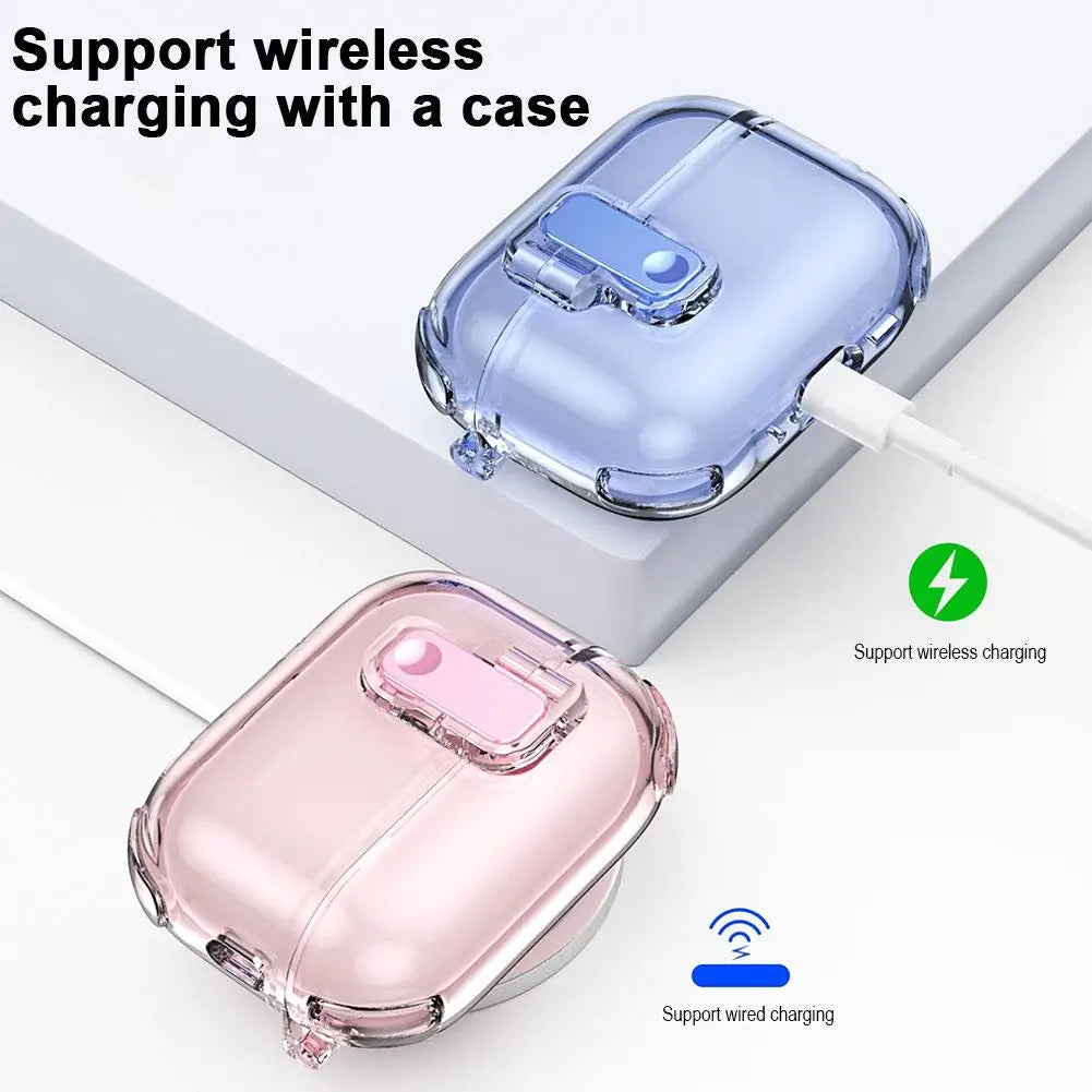 For AirPods Pro 3 2025 New Case Phone Stand Luxury designer Transparent TPU Case Upgrade security lock Case for Air Pods Pro 3