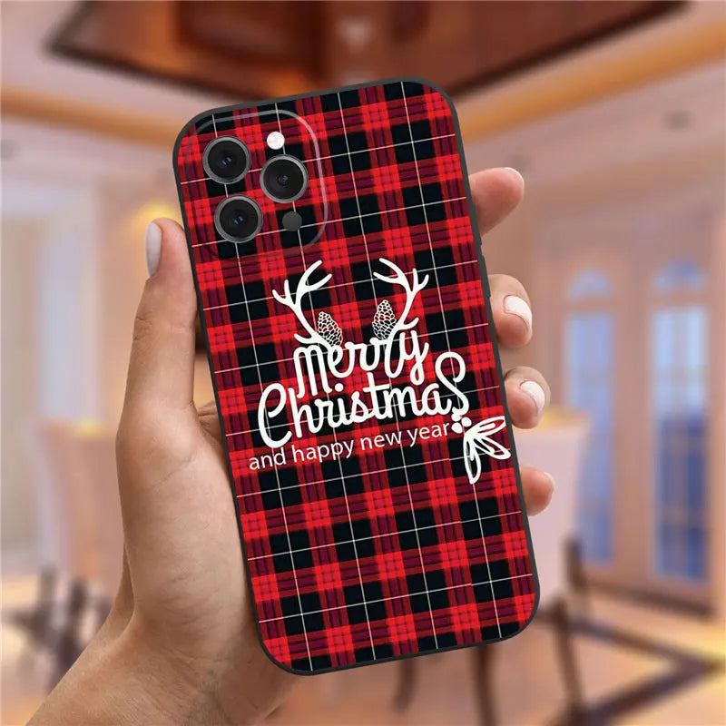New Year's Christmas Santa Claus Phone Case For iPhone 16 15 13 14 12 11 Pro Max Mini X XS XR 7 8 Plus SE4 16E Shockproof Cover