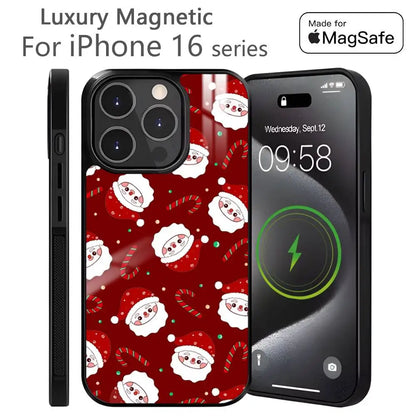 Merry Christmas New Year Phone Case MagSafe Magnetic for iPhone 16 15 14 13 12 11 Pro Plus Max Mini Wireless Charger Funda