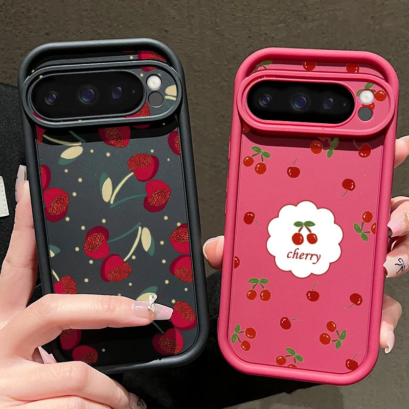 Cute Large Cherry Soft Phone Protector Case For Google Pixel 10 8 Pro 9A 8A 7A 9 10 Pro XL Shockproof Cover For Pixel 9 8 7 Pro