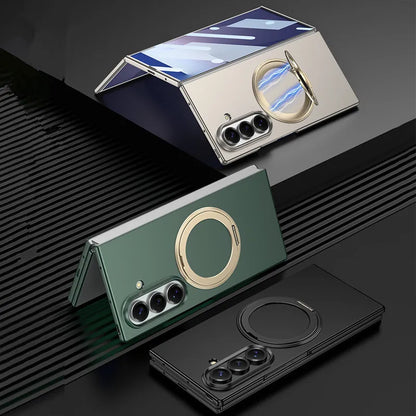 Matte PC 360 Ring Holder Bracket Plastic Case For Samsung Galaxy Z TriFold Trible Fold Magnetic Wireless Cover Glass Protector