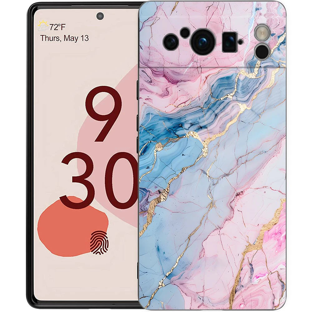 Marble Phone Case For Google pixel 9 8 7 6 Pro 8A 6A 7A 5G Silicone Shockproof Black Cover Fundas