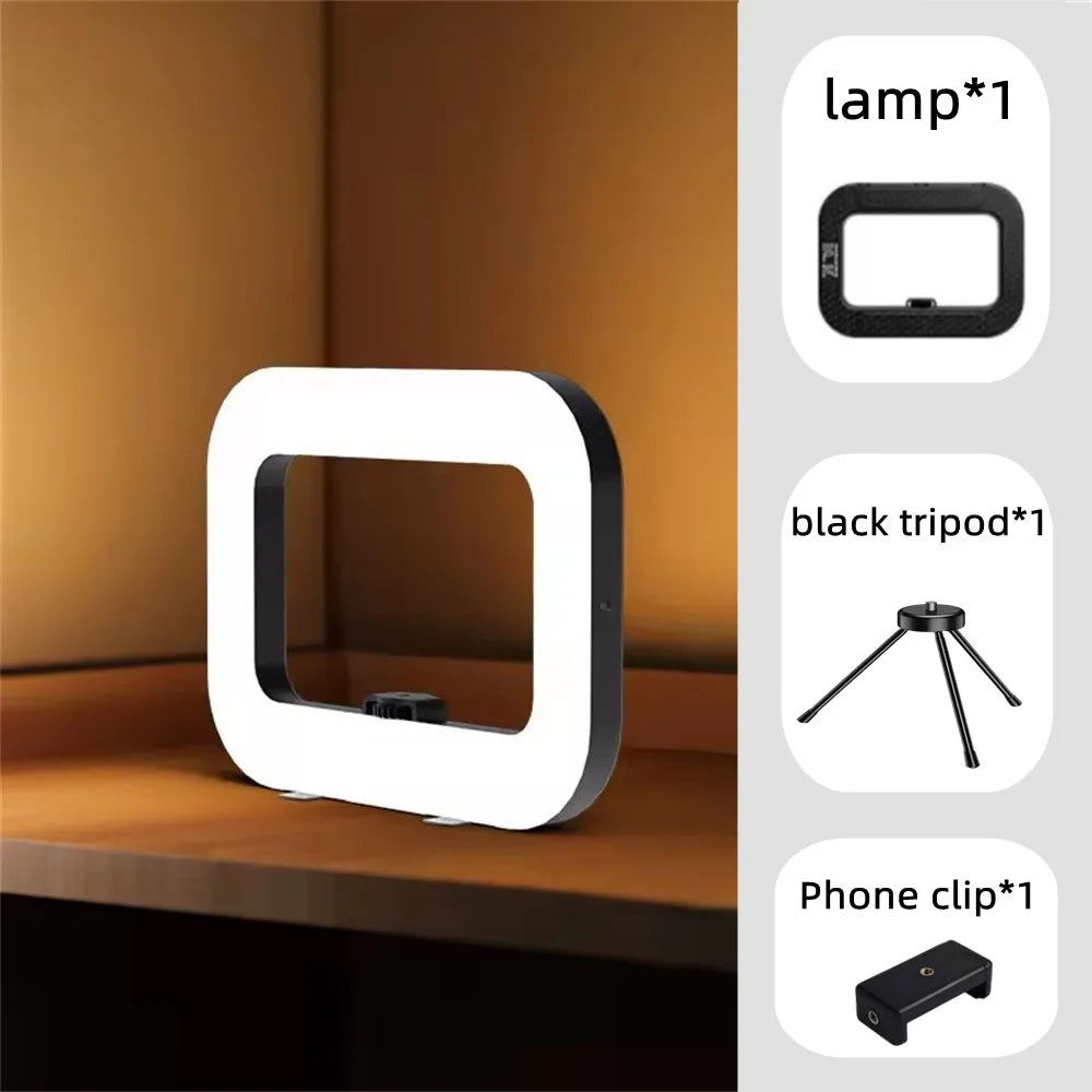 New Handheld Ring LED Rechargeable Fill light Portable Mobile Phone Live Broadcast Photography Desktop Rabbit Cage Selfie Light