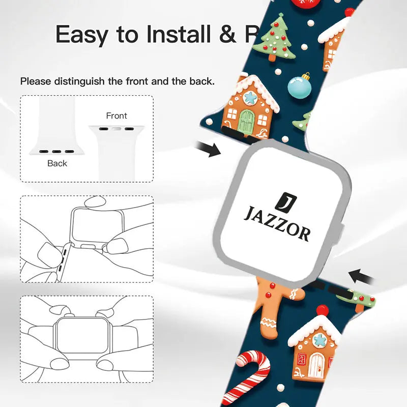 Christmas theme Strap for Apple Watch, Soft Silicone for Apple Watch 9 8 7 6 5 Ultra SE Band Size38 40 41 42 44 45 49mm