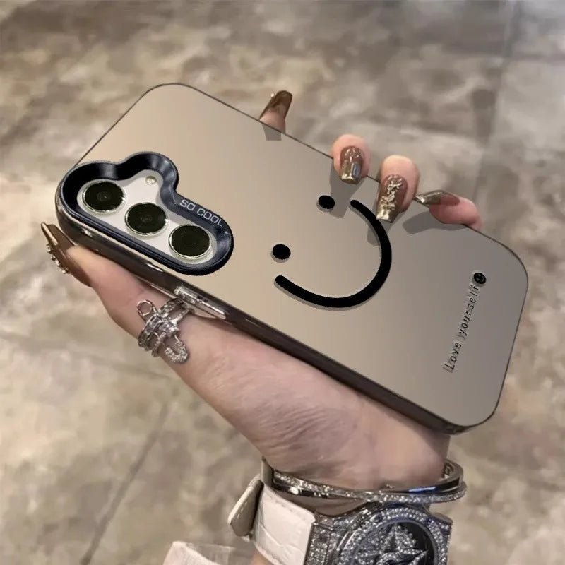 For Samsung Galaxy S25 S24 S23 Ultra S22 Plus S21 FE Case Color Silver Smile Cheeks Cover For A56 A55 A54 A53 A36 A25 A24 Funda