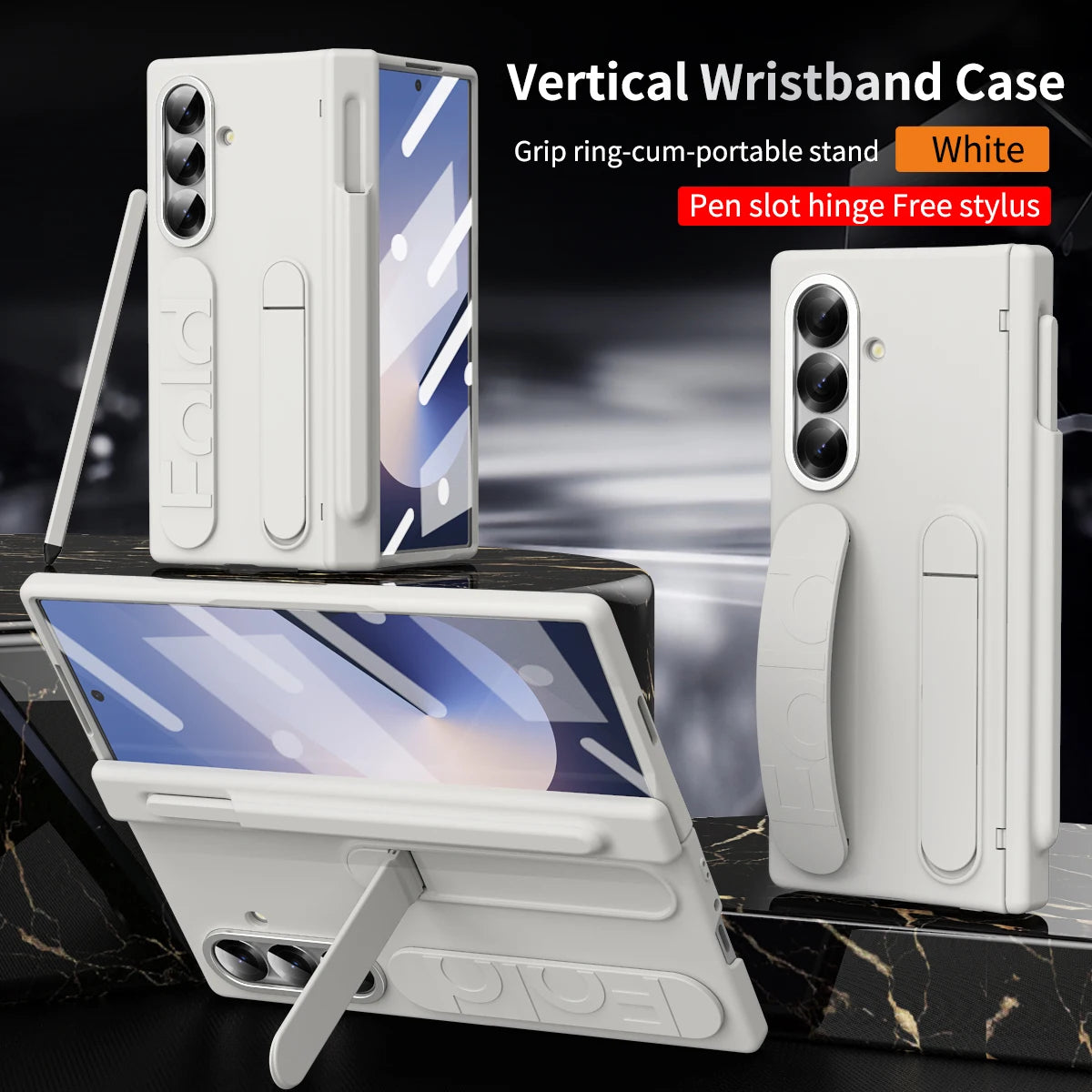 For Samsung Galaxy Z Fold 7 6 5 4 3 Luxury Wristband Hinge Lnvisible Folding Bracket Screen Glass Protect  Film Shockproof Cover