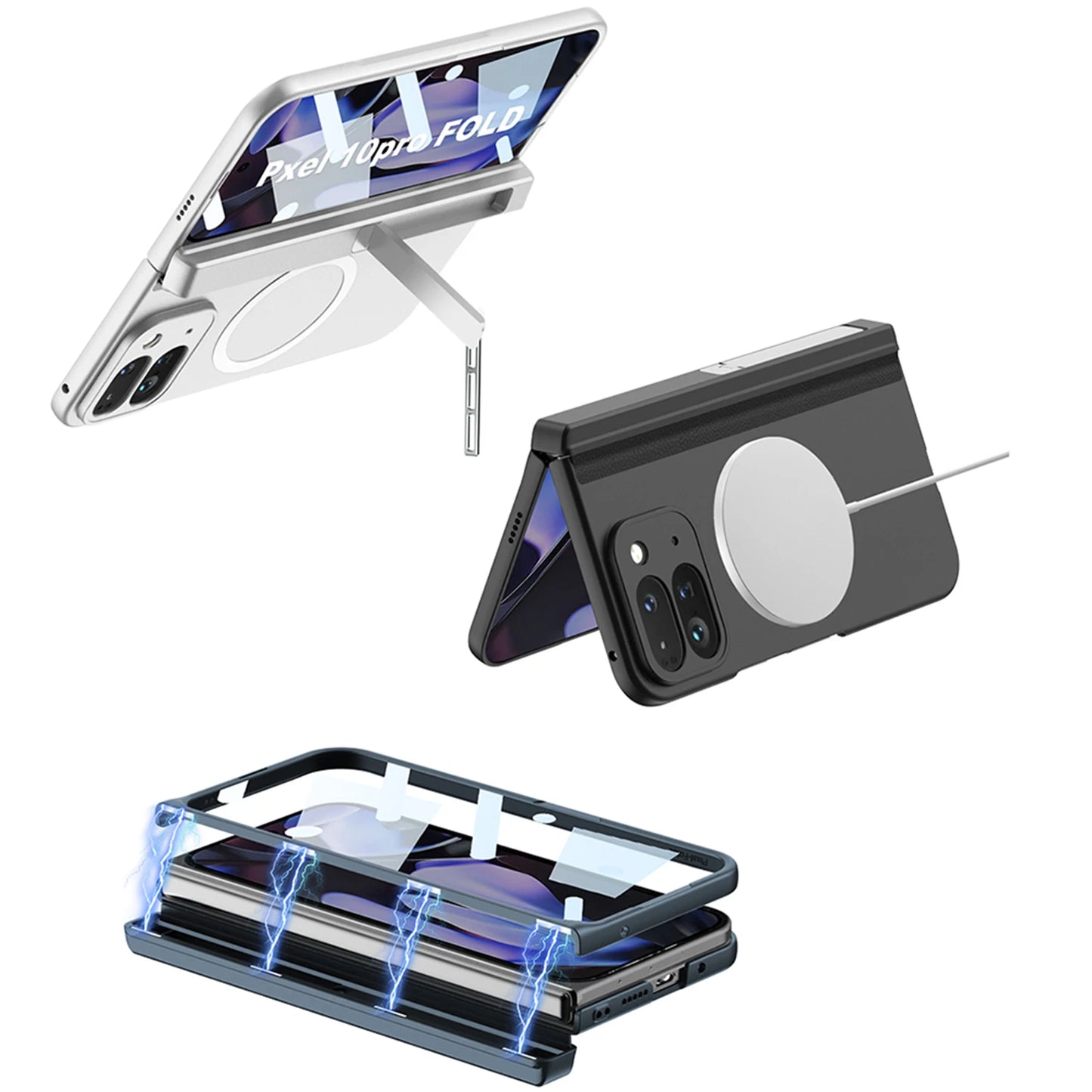 For Magsafe Wireless Charge Case For Google Pixel 10 9 Pro Magnetic Hinge Armor Screen Glass Cover For Pixel 10 Pro Fold Case