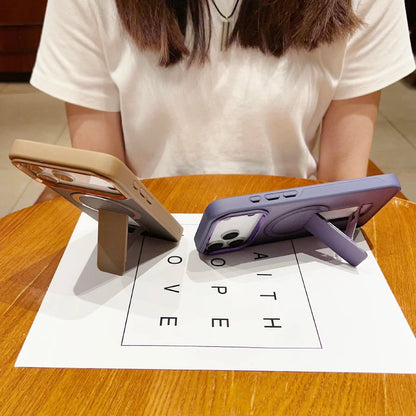 New For Magsafe Magnetic Wireless Charging Fold Holder Ring Translucent Matte Phone Case For iPhone 17 Pro Max Bumper Back Cover