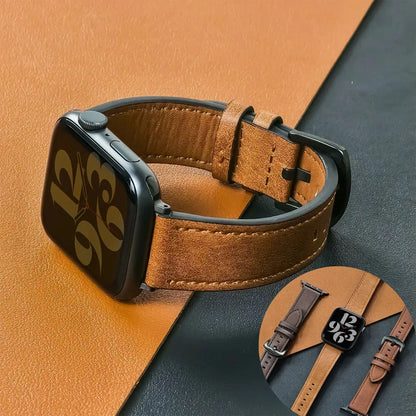 Calf Leather Watch Band for apple watch strap 49mm 46 45 42 40mm 41mm Woman Man bracelet for iWatch series 11 10 9 8 7 6 Se Band