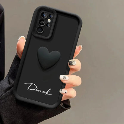 Customized Personalized Name 3D Love Heart Case For Samsung Galaxy S24 S23 S22 S21 S20 Ultra Plus Luxury Soft Cover S23 S21 FE - covers4phones
