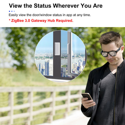 GIRIER Smart Door and Window Sensor ZigBee 3.0 Wireless Contact Detector for Smart Home Security Works with Home Assistant MQTT