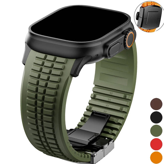 Silicone Band for Apple Watch 46mm 45 44mm 42 Sports Strap for Iwatch Ultra 2 49mm for Series 10 9 8 7 Se 6 5 Se Luxury Bracelet